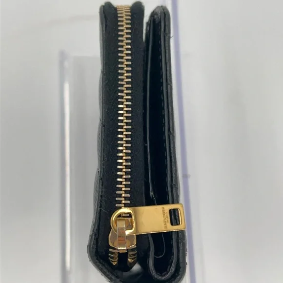 Authentic YSL Black Leather Chevron Pattern Wallet with Gold Logo - Picture 6 of 11